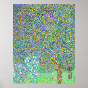 グスタフクリムトの木の下のローズブ絵画シュ ポスター