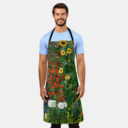 グスタフクリムトひまわり付きファームガーデン エプロン (着用した状態)