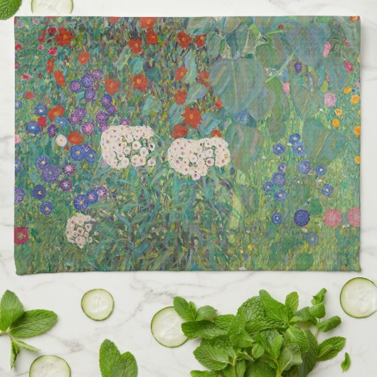 グスタフクリムトひまわり付きファームガーデン キッチンタオル (折り畳み)