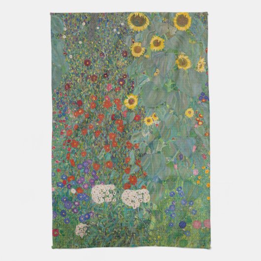 グスタフクリムトひまわり付きファームガーデン キッチンタオル (縦)