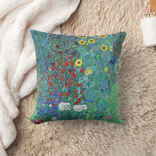 グスタフクリムトひまわり付きファームガーデン クッション (ブランケット)