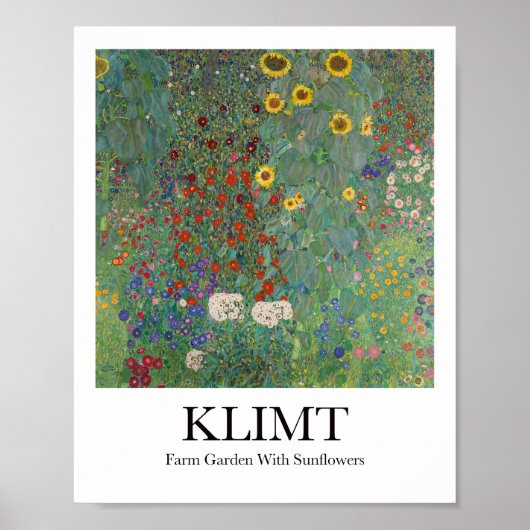 グスタフクリムトひまわり付きファームガーデン ポスター (正面)