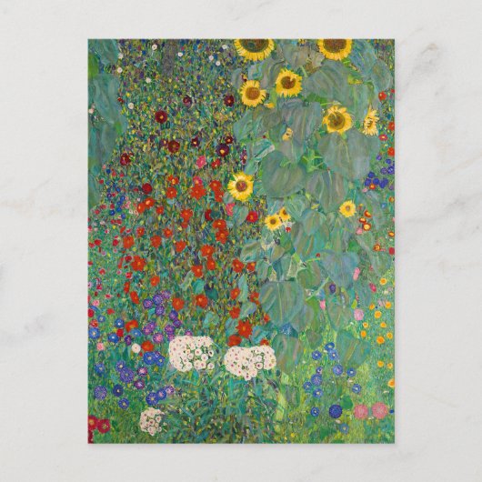 グスタフクリムトひまわり付きファームガーデン ポストカード (正面)