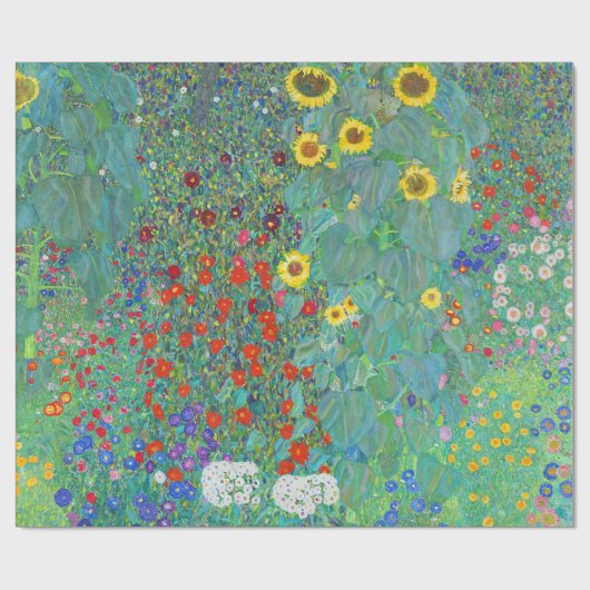グスタフクリムトひまわり付きファームガーデン ラッピングペーパー (フラット)