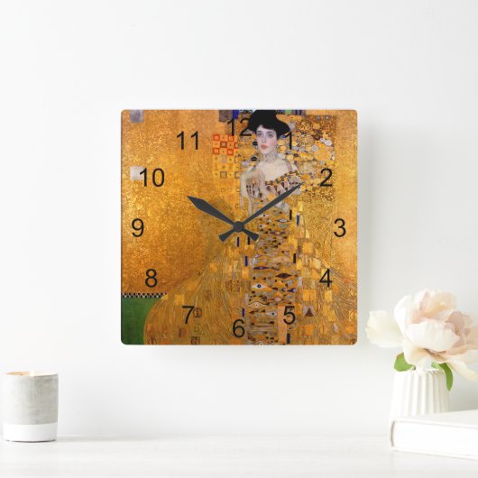 グスタフクリムトアデレポートレートヴィンテージ スクエア壁時計 (ホーム)
