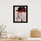 グスタフクリムトアートワーク、Der Schwarze Hut ポスター (キッチン)