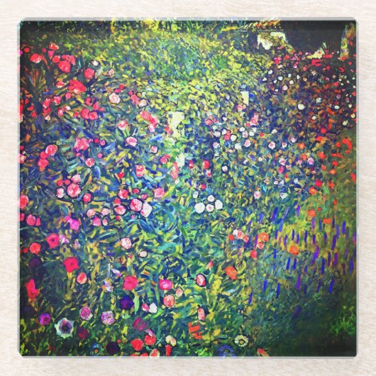 グスタフクリムトイタリアンガーデン ガラスコースター (正面)