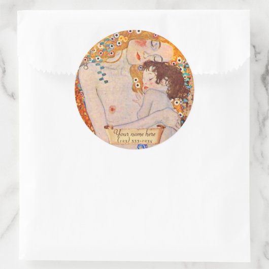 グスタフクリムトエイジズオブウーマン蔵書票 ラウンドシール (バッグ)