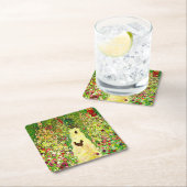 グスタフクリムトガーデンとニワトリ スクエアペーパーコースター (インサイチュ)