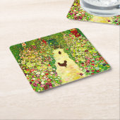 グスタフクリムトガーデンとニワトリ スクエアペーパーコースター (アングル)