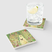 グスタフクリムトガーデンとニワトリ ストーンコースター (横)