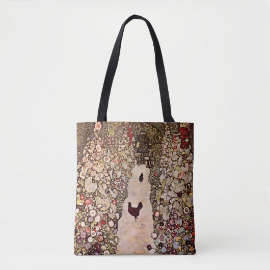 グスタフクリムトガーデンパスと鶏のヴィンテージ トートバッグ (正面)