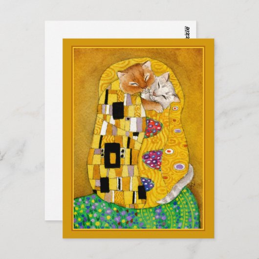 グスタフクリムトキス金ゴールド可愛い猫スポロフポストカード ポストカード (正面/裏面)