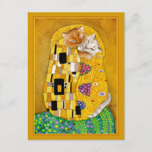 グスタフクリムトキス金ゴールド可愛い猫スポロフポストカード ポストカード
