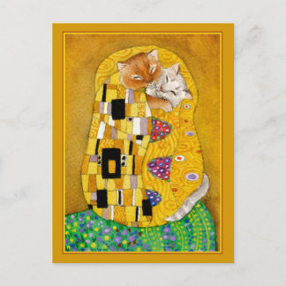 グスタフクリムトキス金ゴールド可愛い猫スポロフポストカード ポストカード