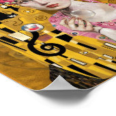 グスタフクリムトキャットアートとピンクバブルガムレディ ポスター (角)