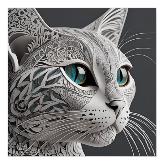 グスタフクリムトキャットアート ポスター (正面)