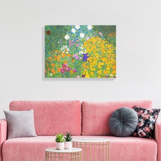 グスタフクリムトコテージガーデン キャンバスプリント (インサイチュ (リビング))