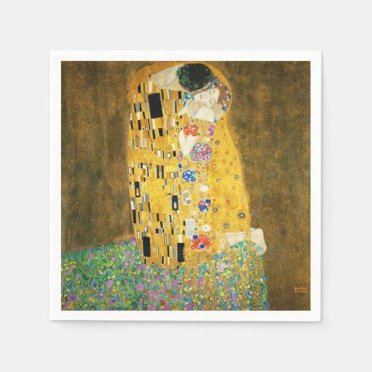 グスタフクリムトザキスヴィンテージ絵画アールヌーボー スタンダードカクテルナプキン (正面)