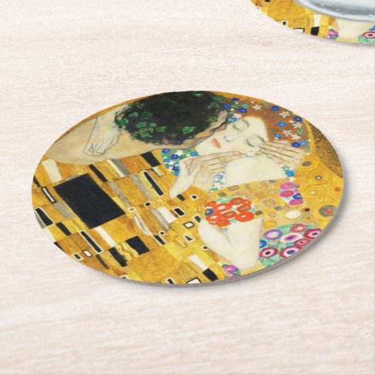グスタフクリムトザキスヴィンテージ絵画アールヌーボー ラウンドペーパーコースター (アングル)