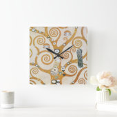 グスタフクリムトザツリーオブライフアールヌーボー スクエア壁時計 (ホーム)