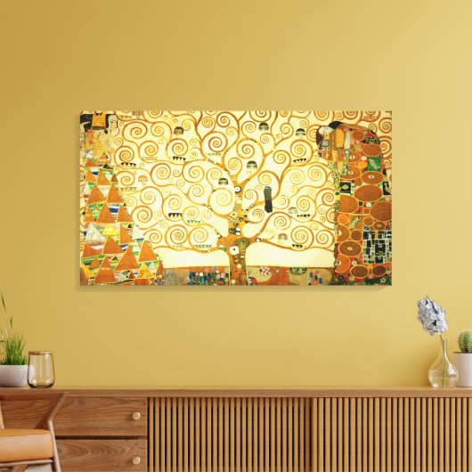 グスタフクリムトザツリーオブライフヴィンテージアールヌーボー キャンバスプリント (インサイチュ (リビング))