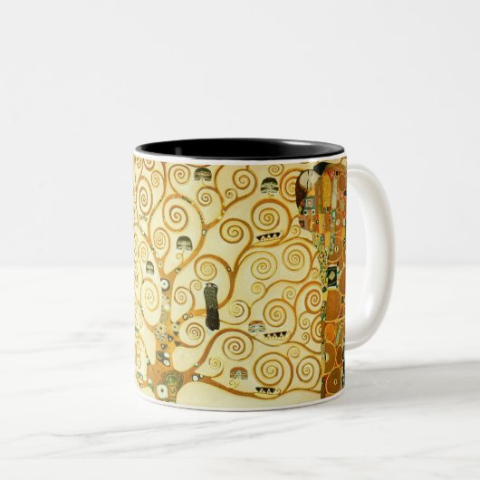 グスタフクリムトザツリーオブライフヴィンテージアールヌーボー ツートーンマグカップ (正面右)