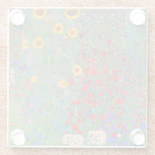 グスタフクリムトズファームガーデンとヒマワリ ガラスコースター (裏面)