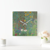 グスタフクリムトズファームガーデンとヒマワリ スクエア壁時計 (ホーム)
