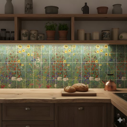 グスタフクリムトズファームガーデンとヒマワリ タイル