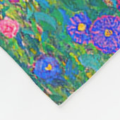 グスタフクリムトズファームガーデンとヒマワリ フリースブランケット (角)