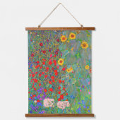 グスタフクリムトズファームガーデンとヒマワリ 吊り下げ型タペストリー (正面)