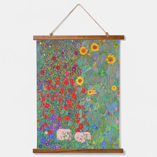 グスタフクリムトズファームガーデンとヒマワリ 吊り下げ型タペストリー (正面)