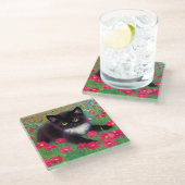 グスタフクリムトタキシード猫 ガラスコースター (アングル)