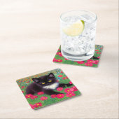 グスタフクリムトタキシード猫 スクエアペーパーコースター (インサイチュ)