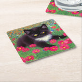 グスタフクリムトタキシード猫 スクエアペーパーコースター (アングル)