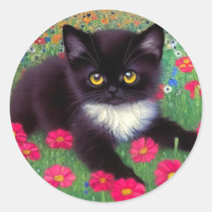 グスタフクリムトタキシード猫 ラウンドシール