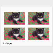 グスタフクリムトタキシード猫 長方形シール (シート)