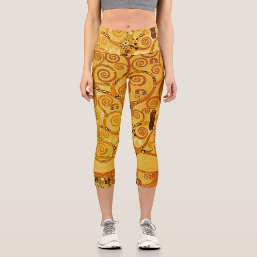 グスタフクリムトツリーの生活：アールヌーボー象徴主義 カプリレギンス (正面)