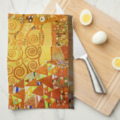 グスタフクリムトツリーの生活:アールヌーボー象徴主義 キッチンタオル (四つ折り)