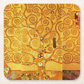 グスタフクリムトツリーの生活:アールヌーボー象徴主義 スクエアペーパーコースター (正面)