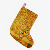 グスタフクリムトツリーの生活:アールヌーボー象徴主義 スモールクリスマスストッキング (正面 (吊り時))