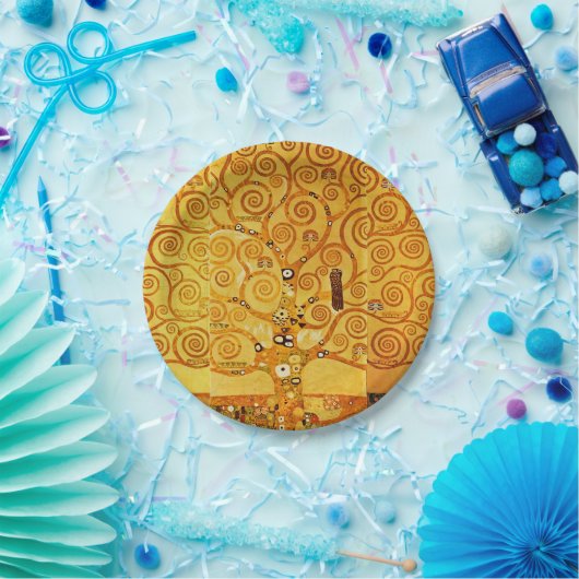 グスタフクリムトツリーの生活：アールヌーボー象徴主義 ペーパープレート (パーティー)