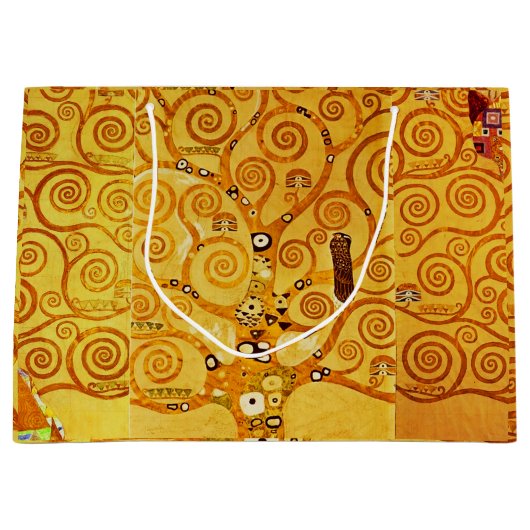 グスタフクリムトツリーの生活：アールヌーボー象徴主義 ラージペーパーバッグ (正面)