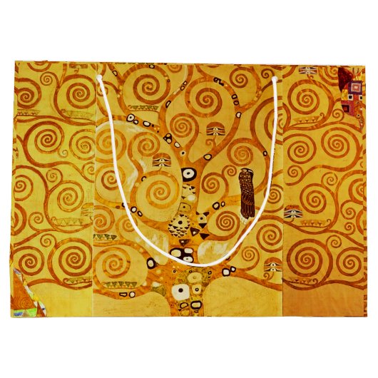 グスタフクリムトツリーの生活：アールヌーボー象徴主義 ラージペーパーバッグ (裏面)