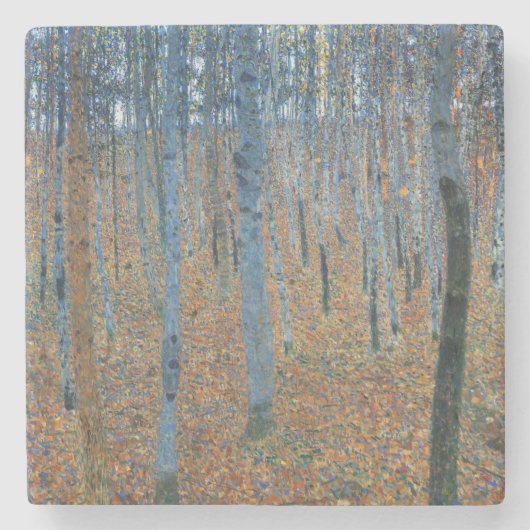 グスタフクリムトビーチツリーフォレストグローブ ストーンコースター (正面)