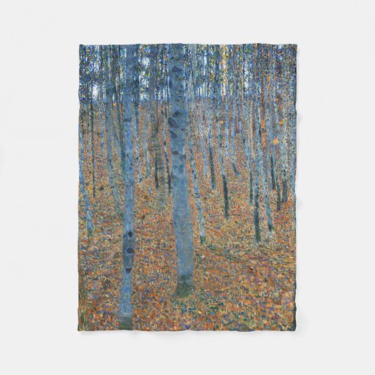 グスタフクリムトビーチツリーフォレストグローブ フリースブランケット (正面)