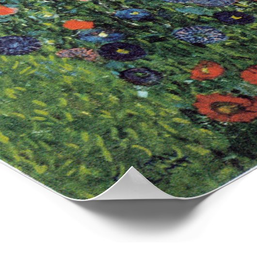 グスタフクリムトファームガーデンとヒマワリ ポスター (角)