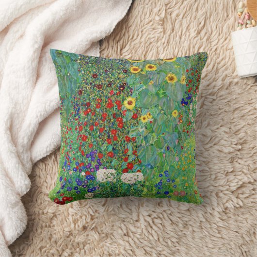 グスタフクリムトファームガーデンひまわり絵画の花 クッション (ブランケット)