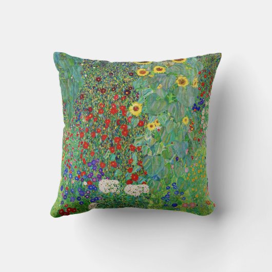 グスタフクリムトファームガーデンひまわり絵画の花 クッション (裏面)